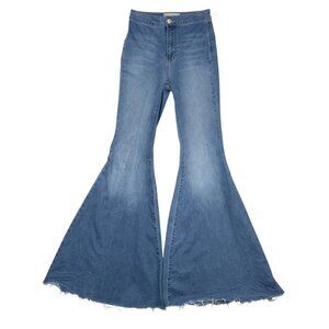 Free People Just Float On Flare Jean 25 Blue Bell Bottom High Rise Zip Fly Retro